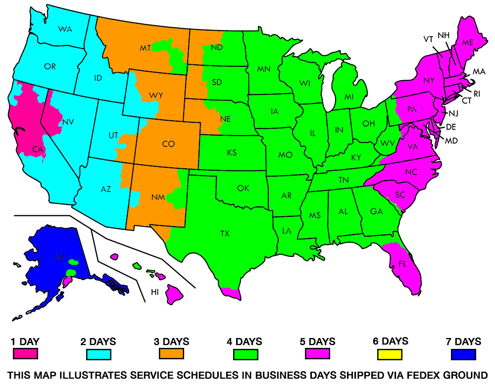 Fedex Shipping Times Map Zip Code Map