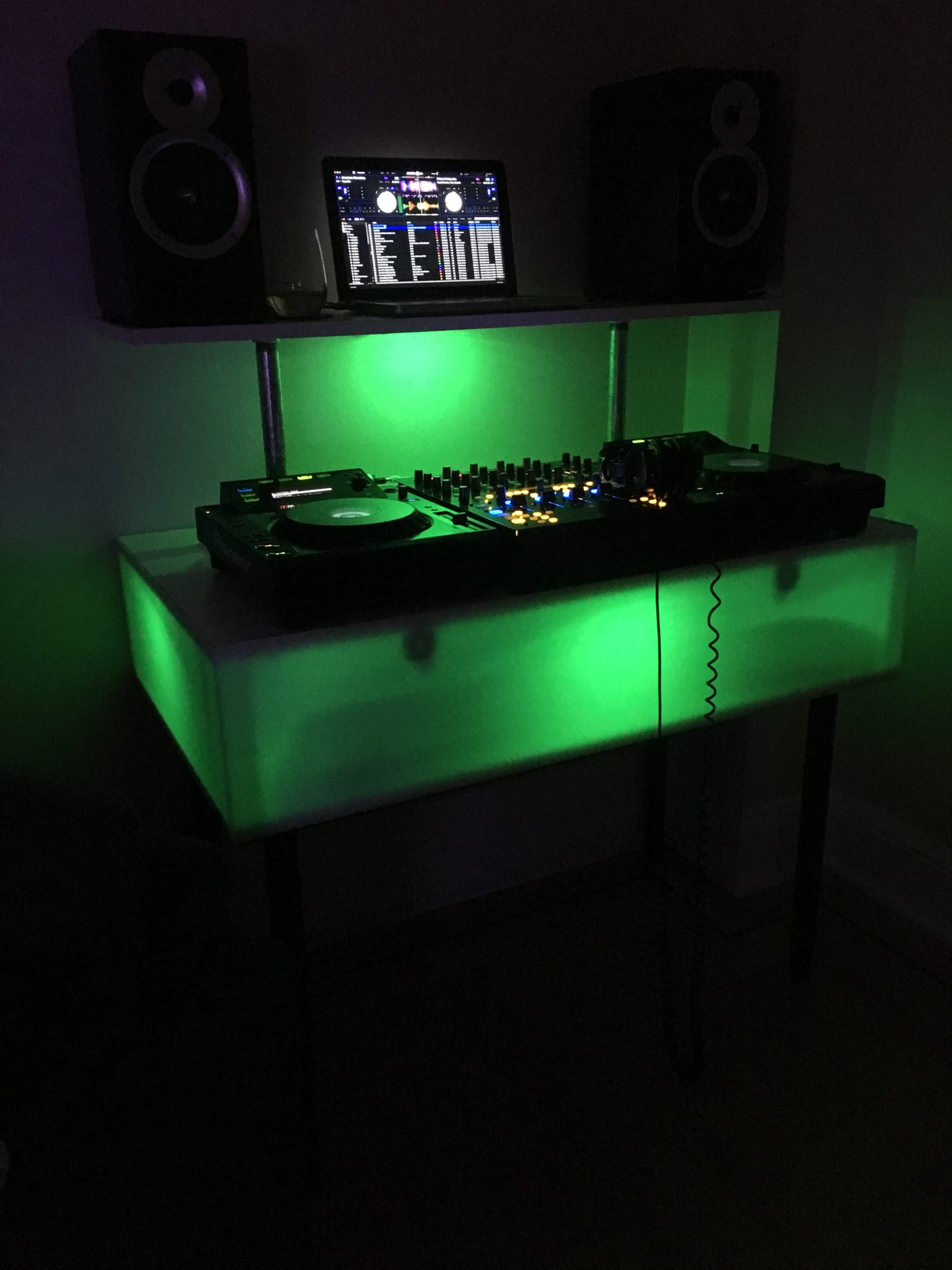 dj table with lights